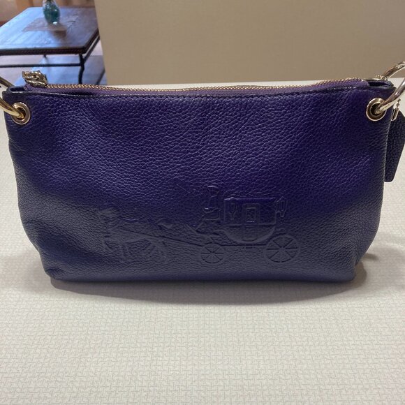 Coach Pebble Leather Purple Stagecoach Satchel (Carry bag) - Picture 1 of 10